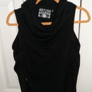 Killstar long sleeved hooded top, cold shoulder